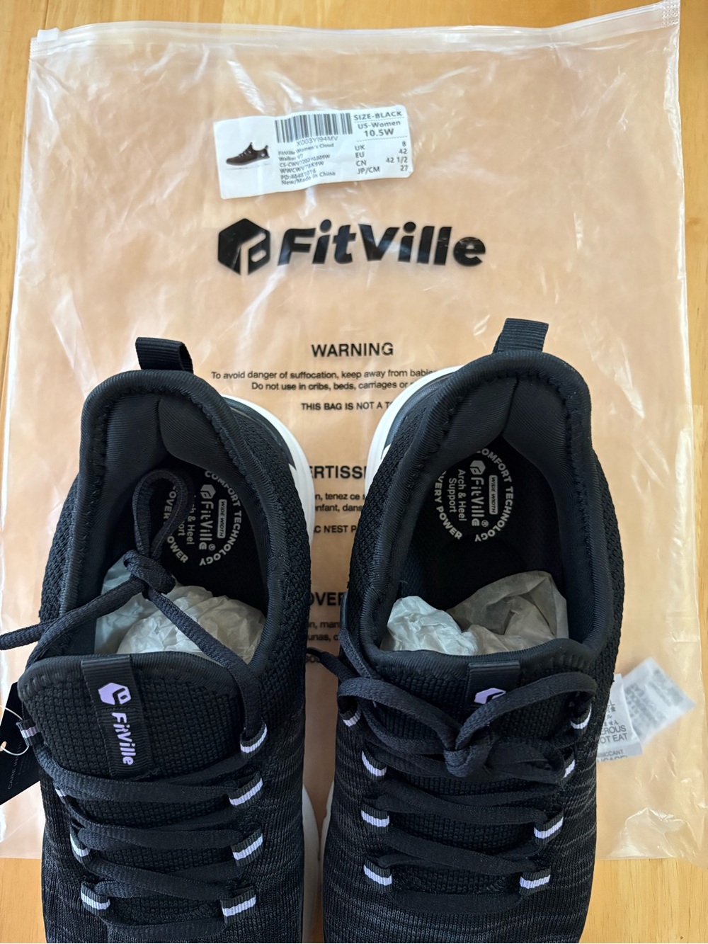 FitVille Women's Black Athletic Sneakers